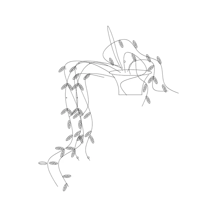 Hanging Plants DWG CAD block thumbnail — trees & plants drawing