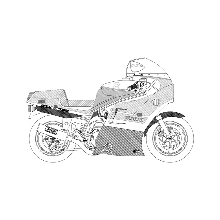 Heavy Bike Suzuki DWG CAD block thumbnail — vehicles drawing