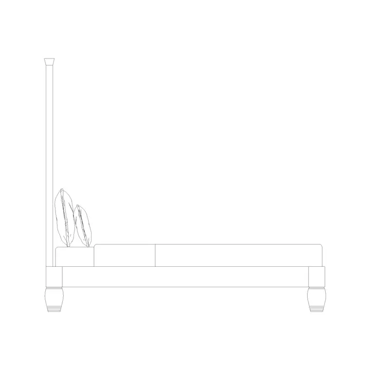 High Back Bed 2 Side Elevation DWG CAD block thumbnail — bedroom drawing