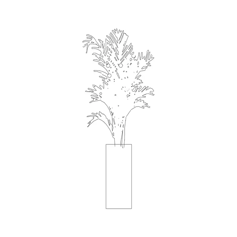 High Vase With Plant 1 DWG CAD block thumbnail — accessories drawing