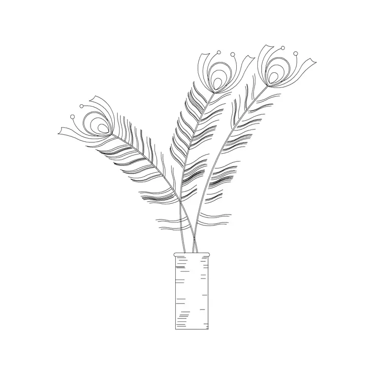 High Vase With Plant DWG CAD block thumbnail — accessories drawing