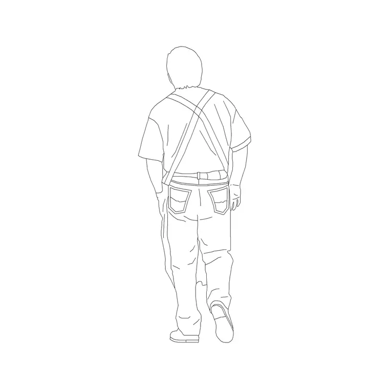 Human Figure Back (1) DWG CAD block thumbnail — people drawing