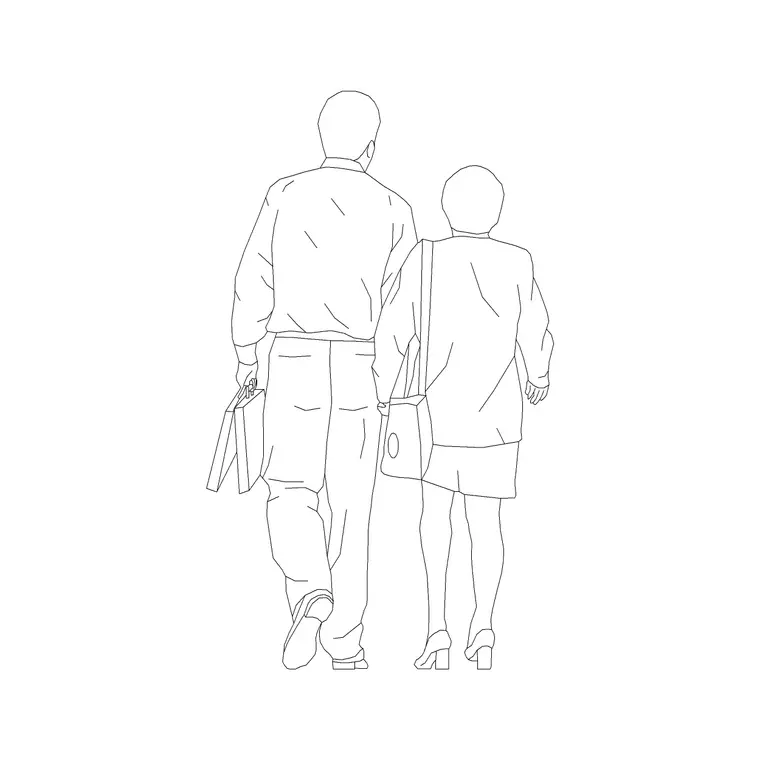 Human Figure Back (11) DWG CAD block thumbnail — people drawing