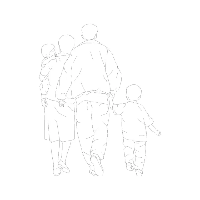 Human Figure Back (12) DWG CAD block thumbnail — people drawing