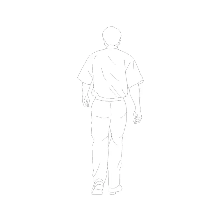 Human Figure Back (13) DWG CAD block thumbnail — people drawing