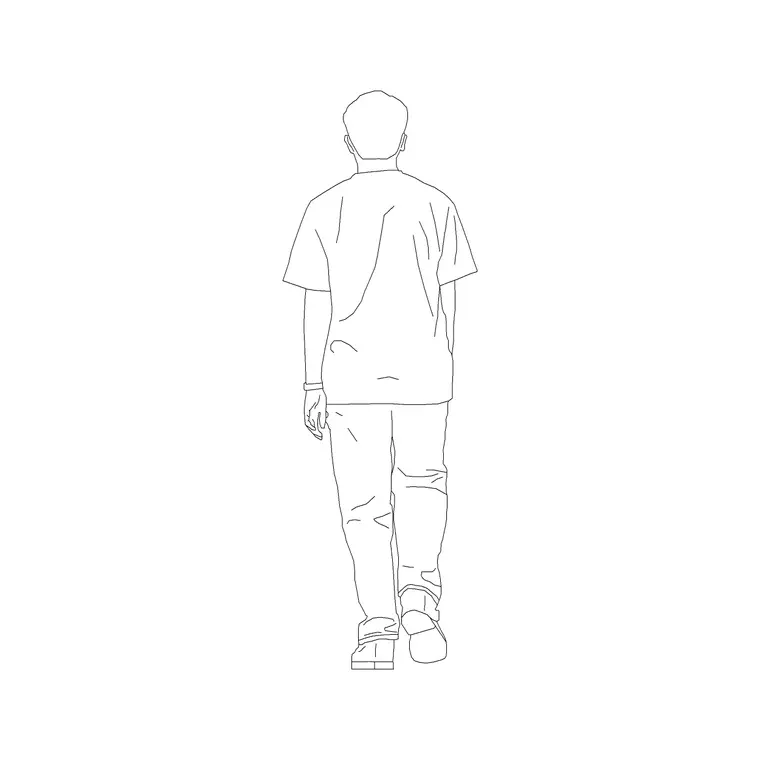 Human Figure Back (3) DWG CAD block thumbnail — people drawing