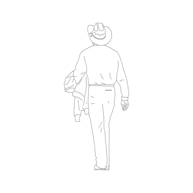 Human Figure Back (4) DWG CAD block thumbnail — people drawing