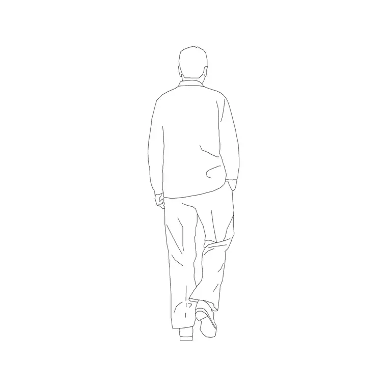 Human Figure Back (5) DWG CAD block thumbnail — people drawing