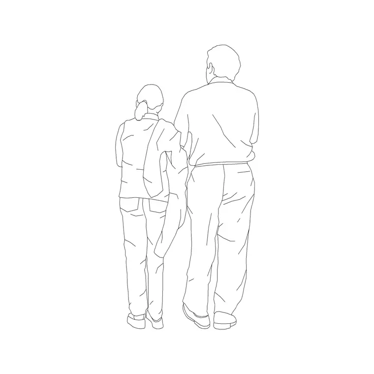 Human Figure Back (7) DWG CAD block thumbnail — people drawing