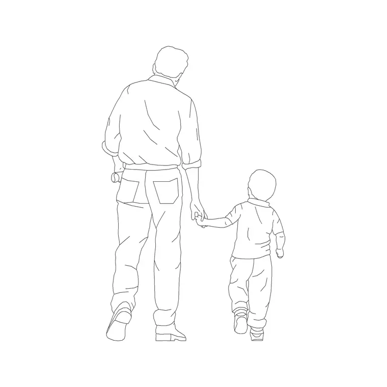 Human Figure Back (8) DWG CAD block thumbnail — people drawing