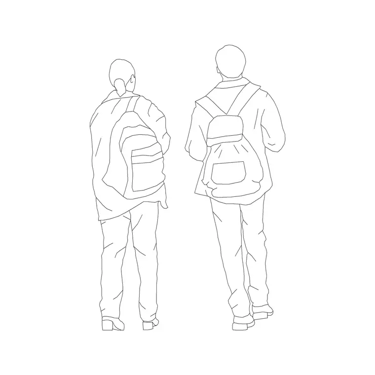 Human Figure Back (9) DWG CAD block thumbnail — people drawing