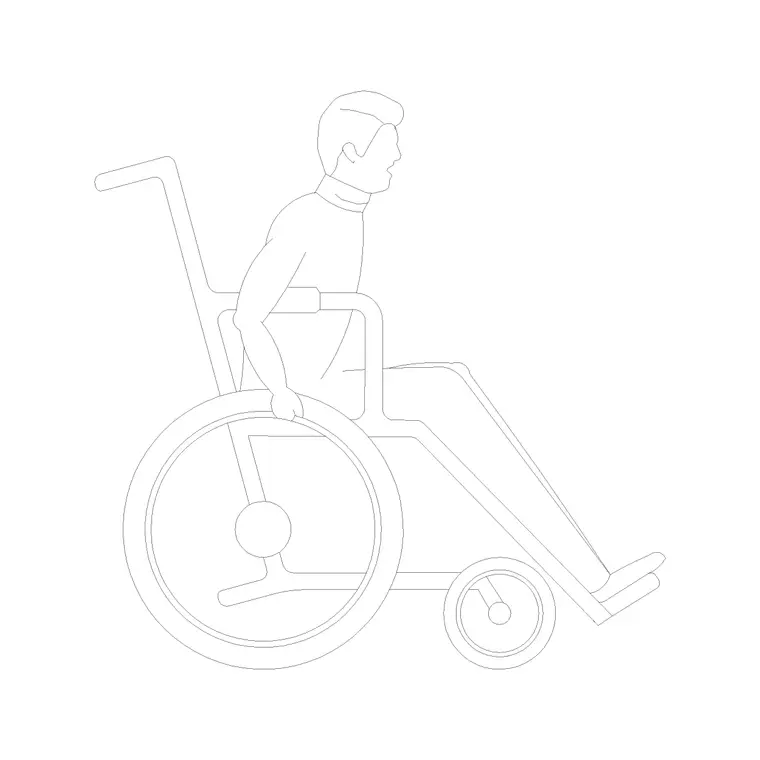 Human Figure Disable (10) DWG CAD block thumbnail — people drawing
