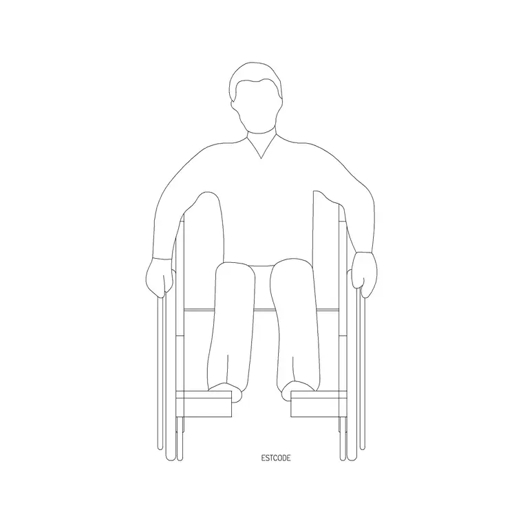 Human Figure Disable (12) DWG CAD block thumbnail — people drawing