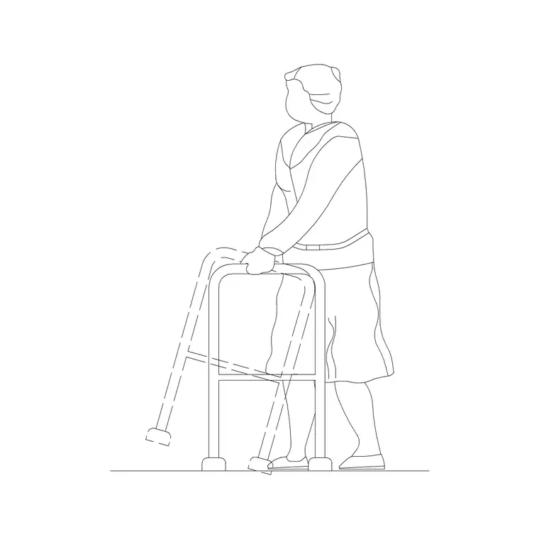 Human Figure Disable (4) DWG CAD block thumbnail — people drawing