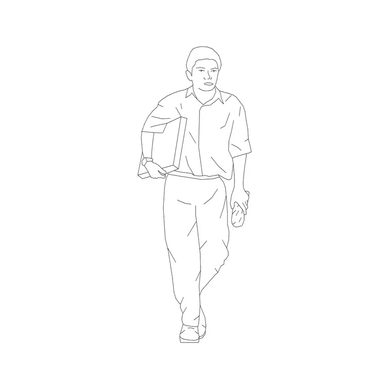 Human Figure Man Ele (12) DWG CAD block thumbnail — people drawing