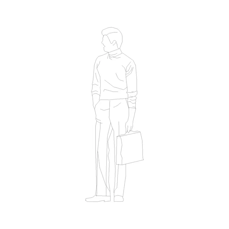 Human Figure Man Ele (14) DWG CAD block thumbnail — people drawing