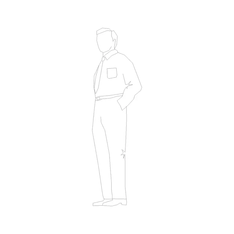 Human Figure Man Ele (15) DWG CAD block thumbnail — people drawing