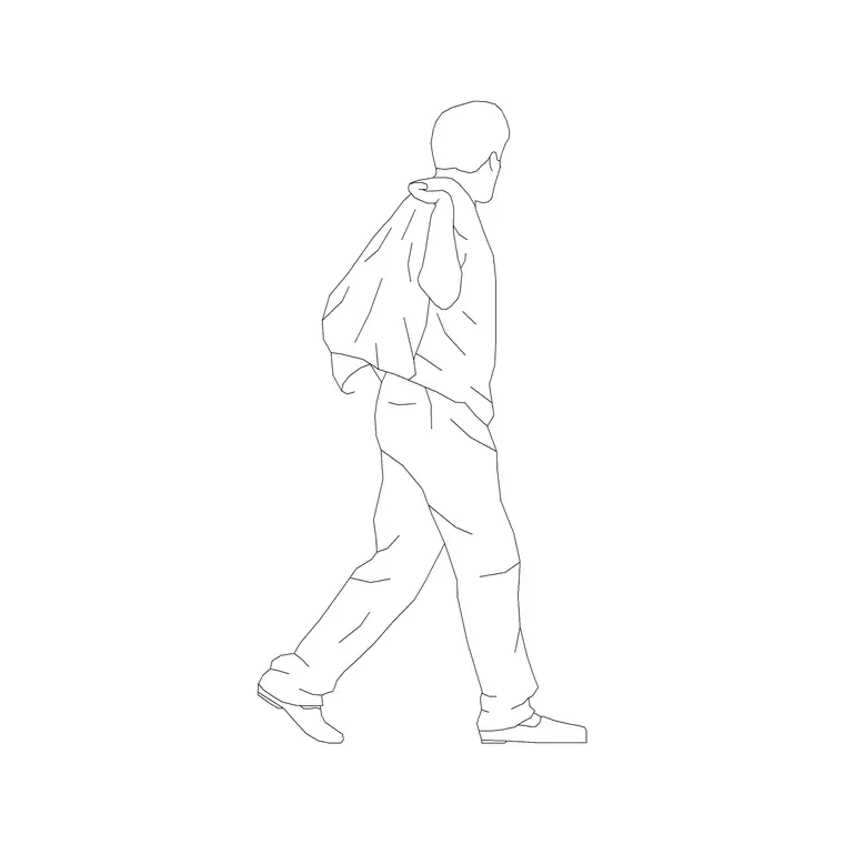 Human Figure Man Ele (17) DWG CAD block thumbnail — people drawing