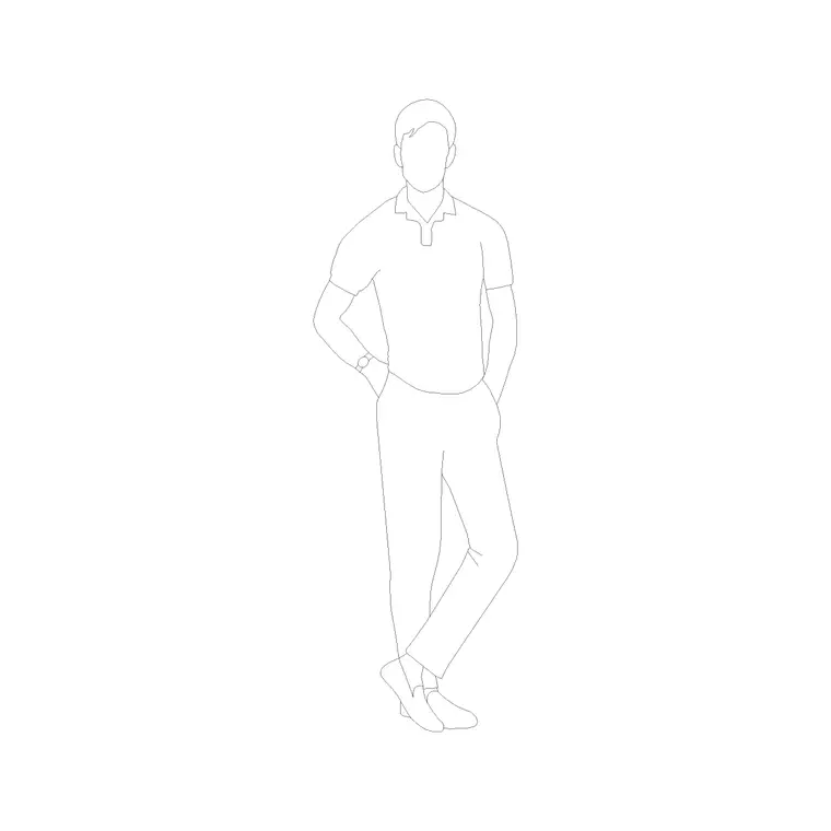 Human Figure Man Ele (19) DWG CAD block thumbnail — people drawing