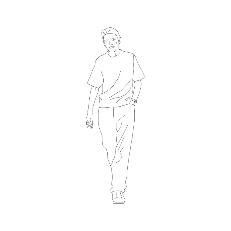 Human Figure Man Ele (20) DWG CAD block thumbnail — people drawing