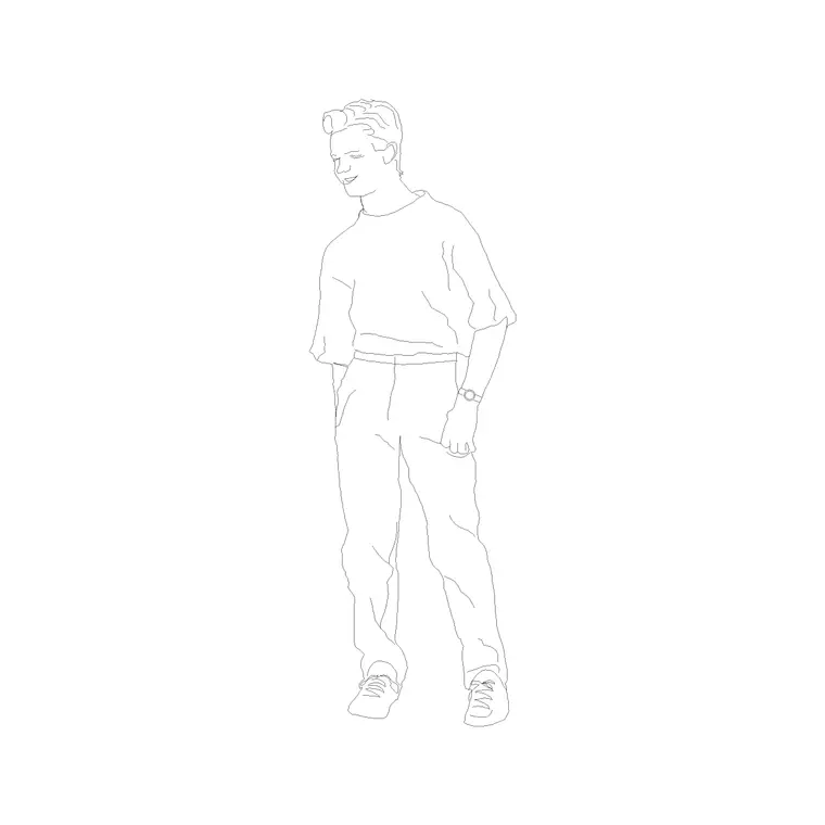 Human Figure Man Ele (29) DWG CAD block thumbnail — people drawing