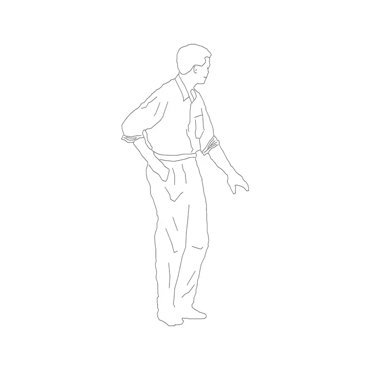 Human Figure Man Ele (34) DWG CAD block thumbnail — people drawing