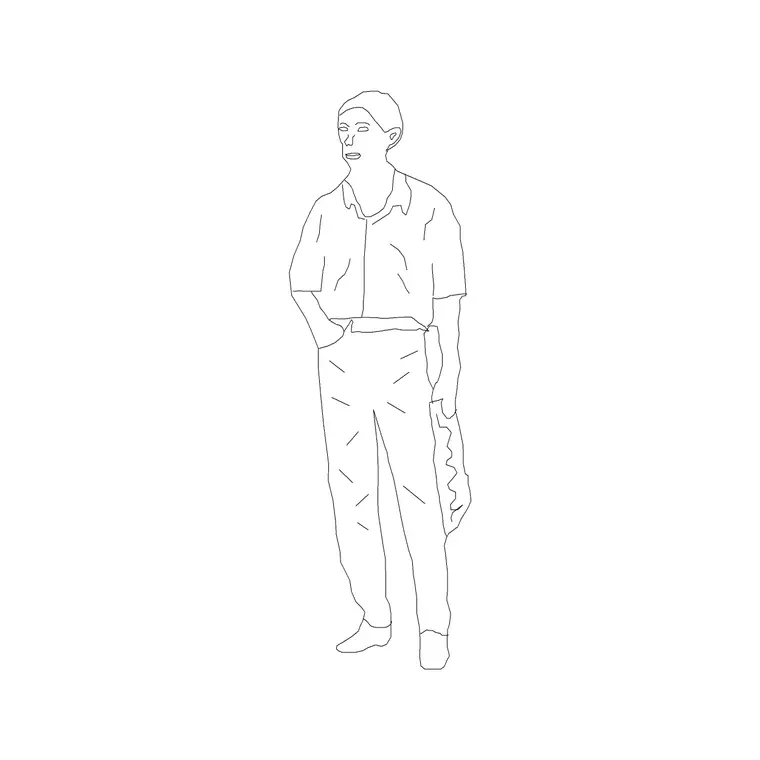 Human Figure Man Ele (39) DWG CAD block thumbnail — people drawing
