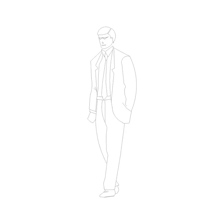 Human Figure Man Ele (40) DWG CAD block thumbnail — people drawing