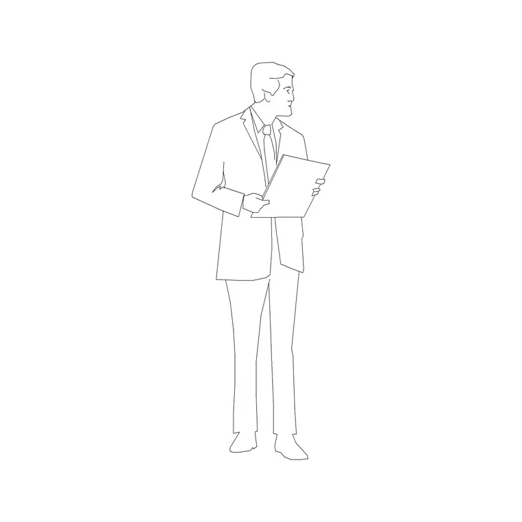 Human Figure Man Ele (5) DWG CAD block thumbnail — people drawing