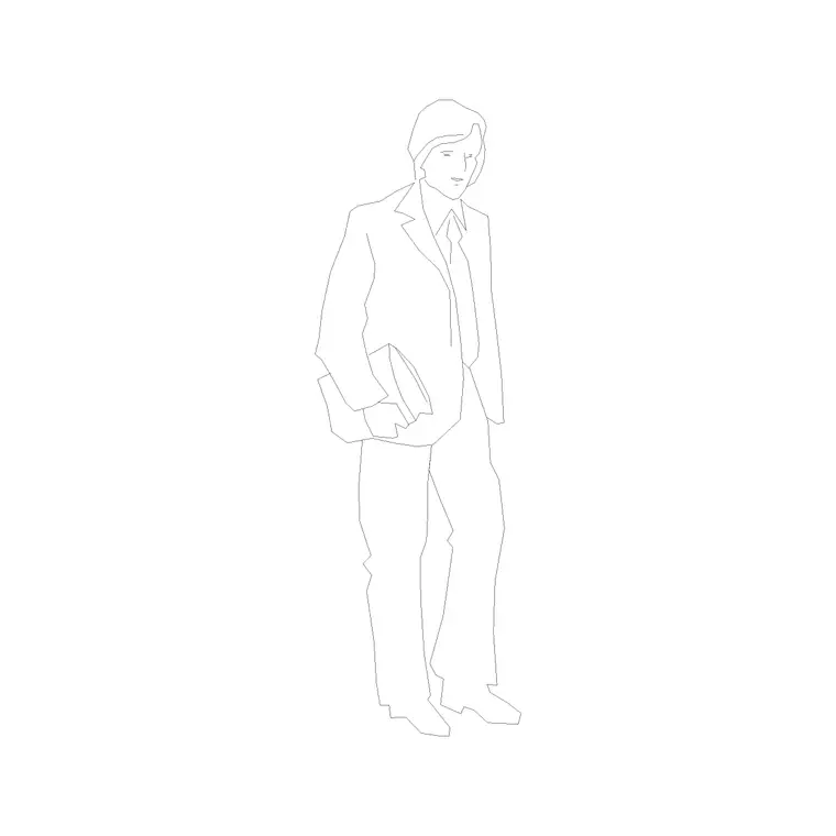 Human Figure Man Ele (8) DWG CAD block thumbnail — people drawing