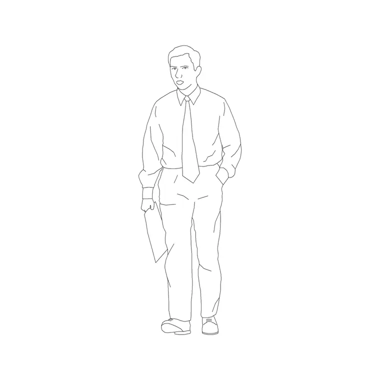 Human Figure Man Ele (9) DWG CAD block thumbnail — people drawing