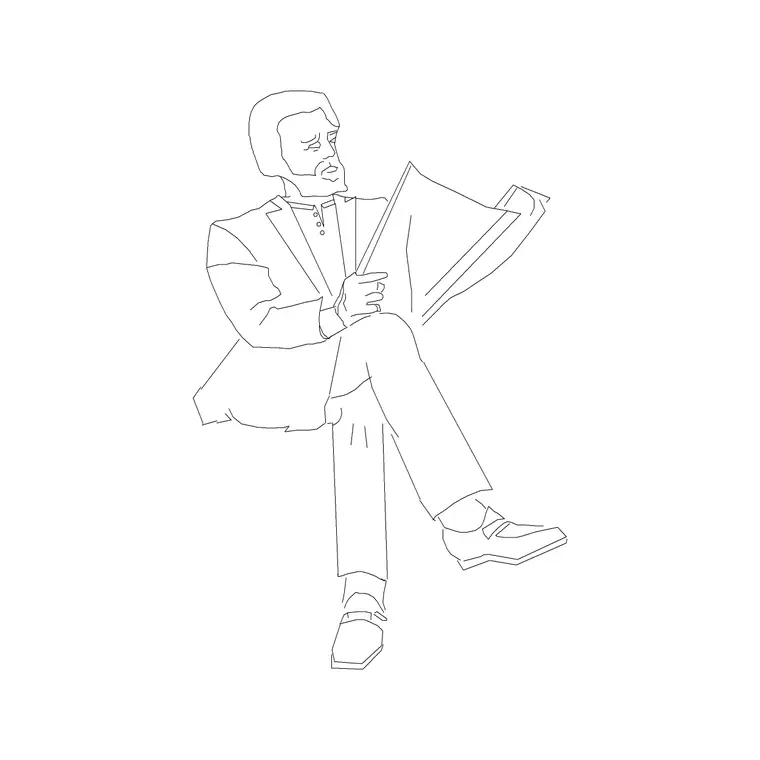 Human Figure Sitting (1) DWG CAD block thumbnail — people drawing