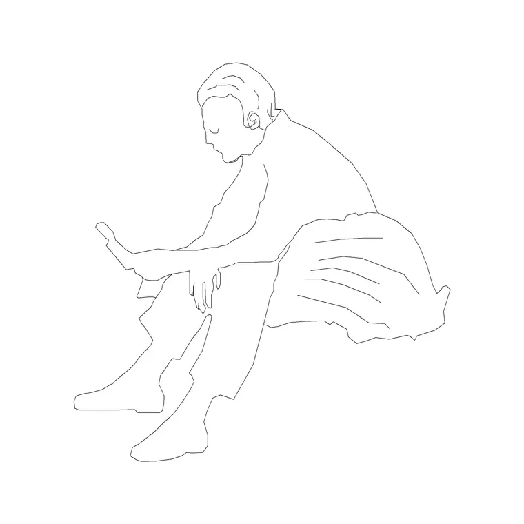 Human Figure Sitting (2) DWG CAD block thumbnail — people drawing
