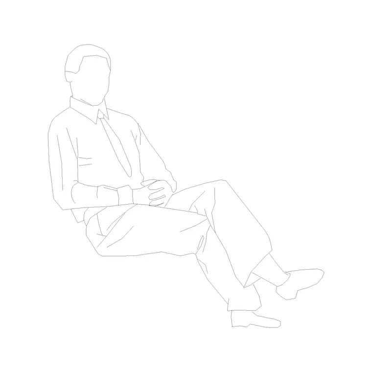 Human Figure Sitting (3) DWG CAD block thumbnail — people drawing