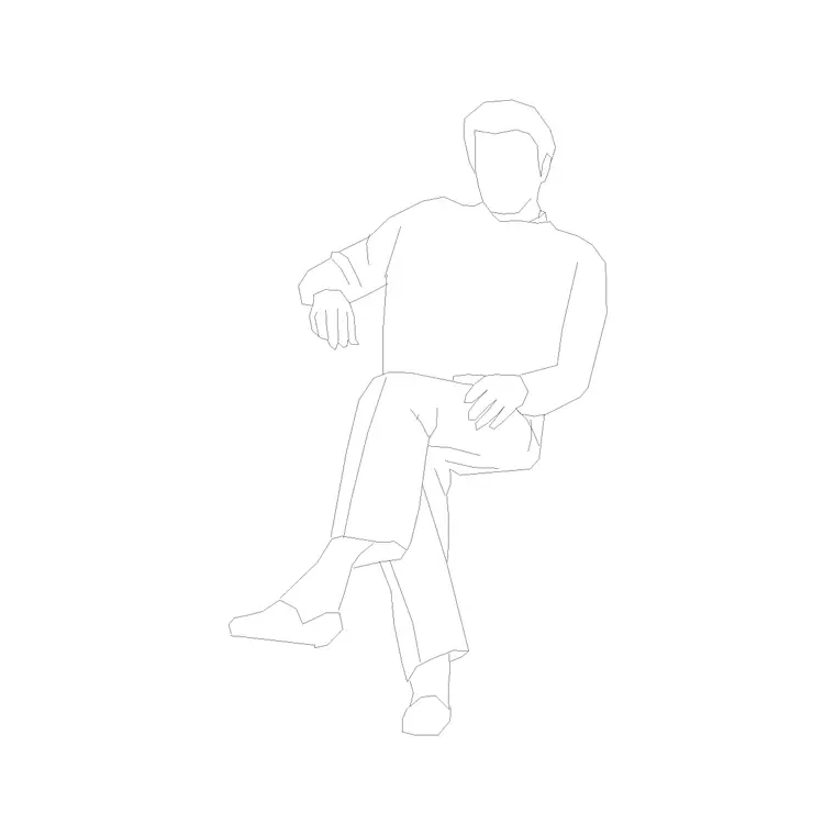 Human Figure Sitting (4) DWG CAD block thumbnail — people drawing