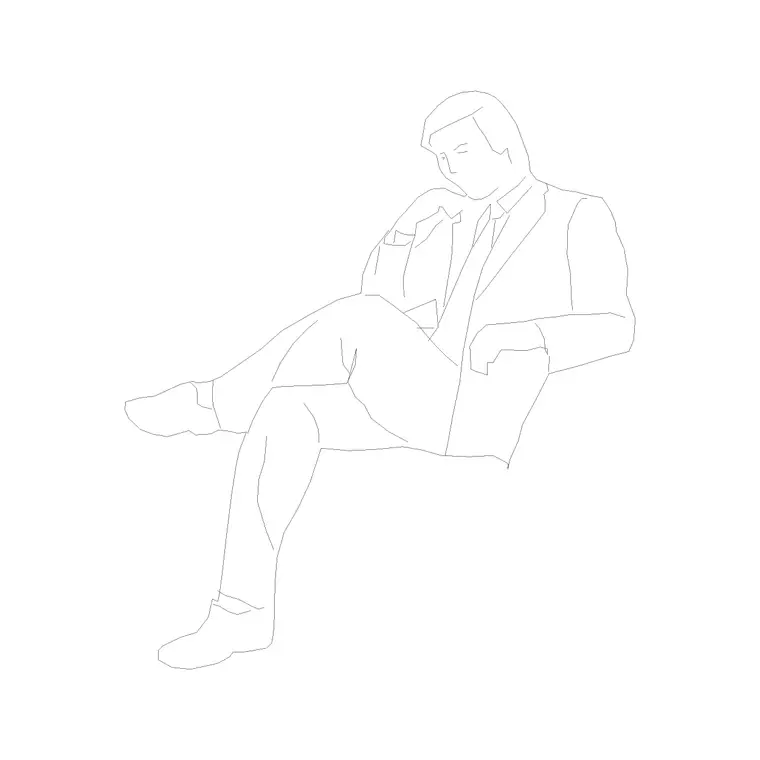 Human Figure Sitting (5) DWG CAD block thumbnail — people drawing