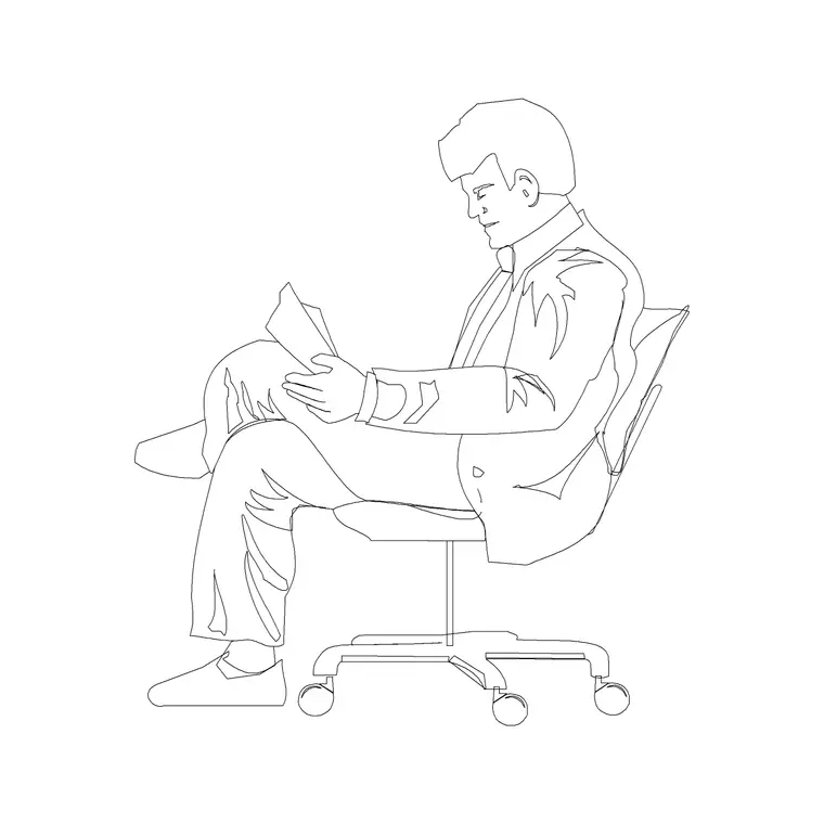 Human Figure Sitting (6) DWG CAD block thumbnail — people drawing