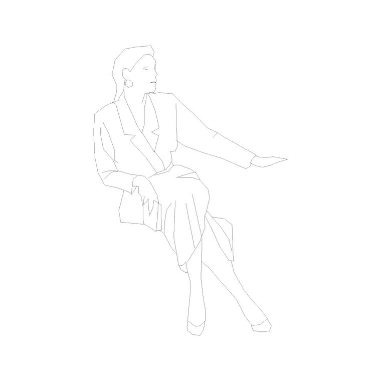 Human Figure Sitting (7) DWG CAD block thumbnail — people drawing