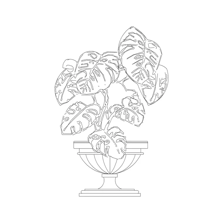 Indoor Plant Type B DWG CAD block thumbnail — trees & plants drawing
