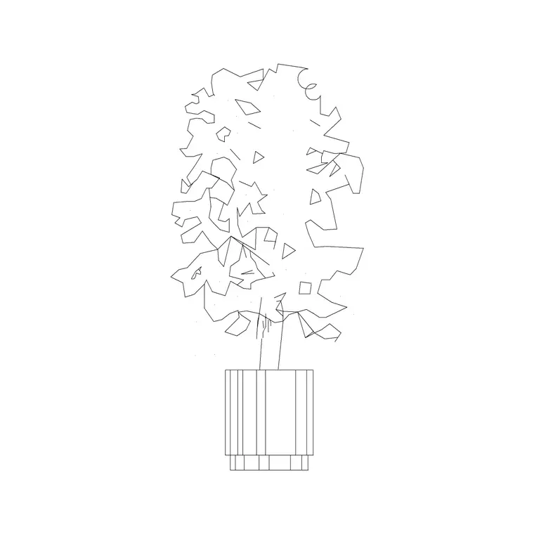 Indoor Plant Type E DWG CAD block thumbnail — trees & plants drawing