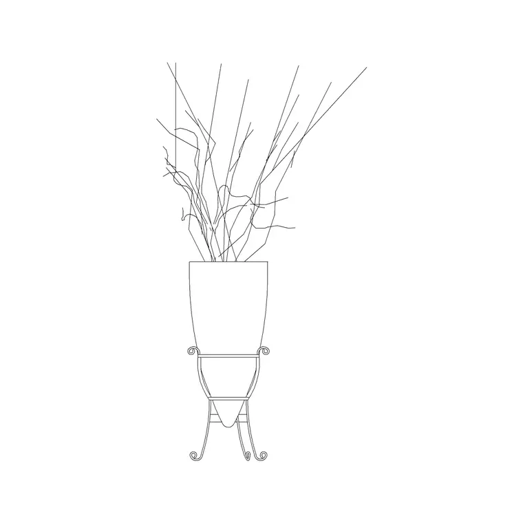 Indoor Plant With Ms Curve Legs DWG CAD block thumbnail — trees & plants drawing