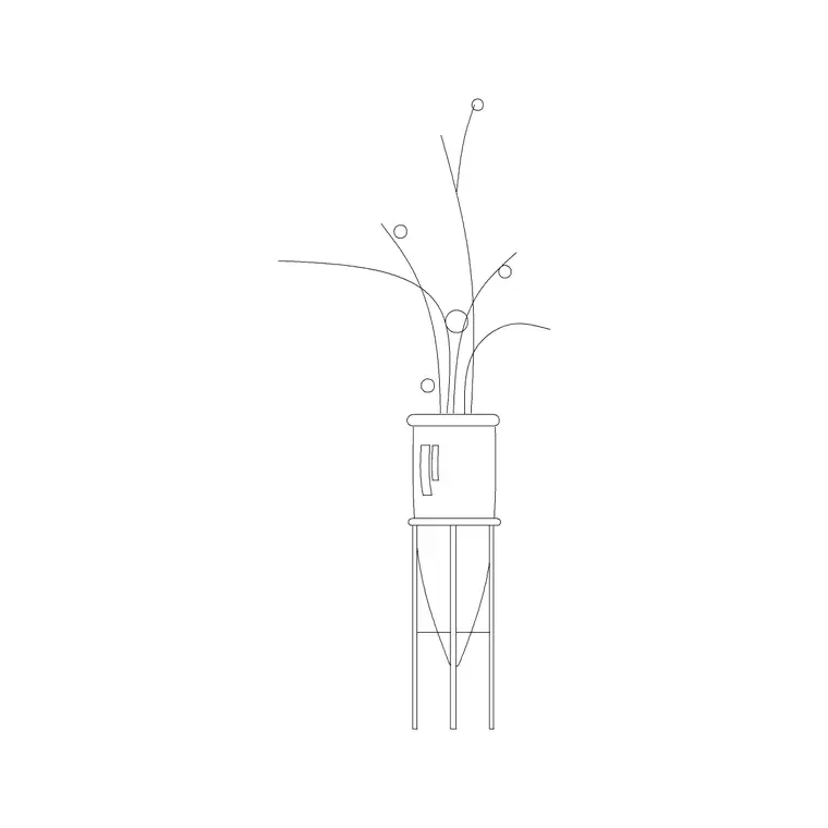 Indoor Plant With Ms Legs DWG CAD block thumbnail — trees & plants drawing