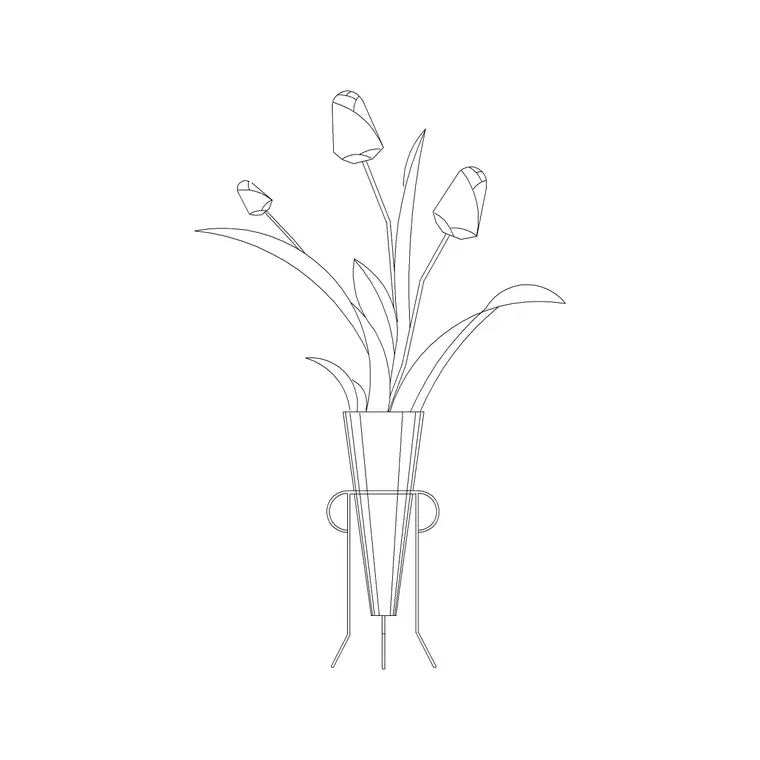 Indoor Tulip Plant With Ms Legs DWG CAD block thumbnail — trees & plants drawing