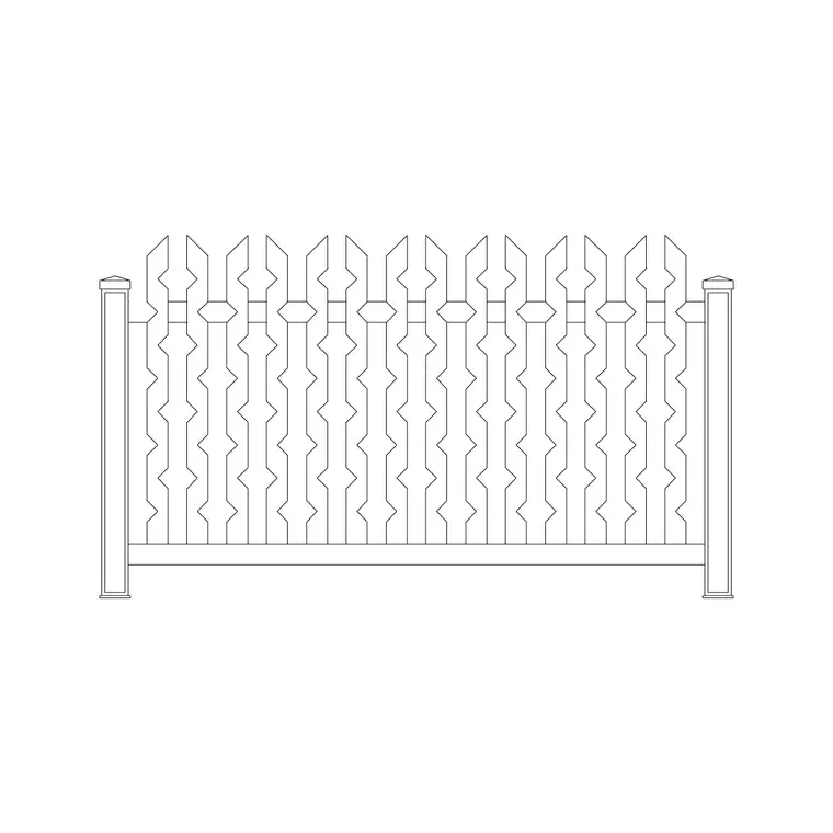 Iron Fence DWG CAD block thumbnail — outdoor drawing