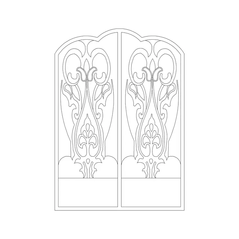 Iron Gate Curve DWG CAD block thumbnail — outdoor drawing
