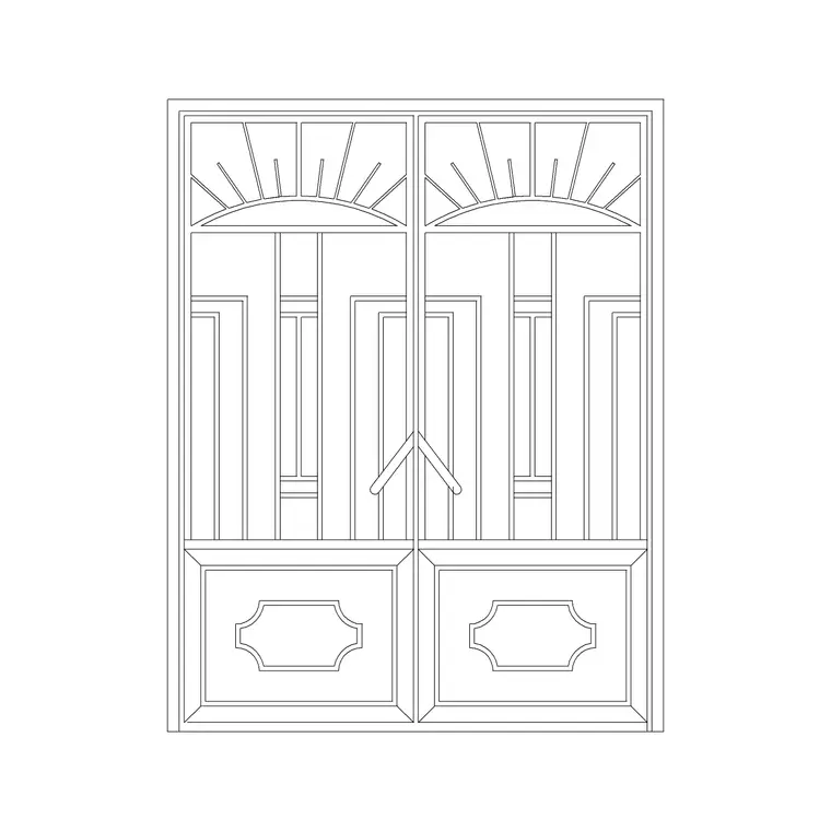Iron Gate Double Rec DWG CAD block thumbnail — outdoor drawing