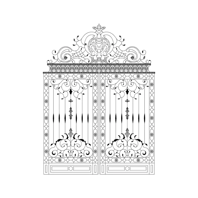 Iron Gate Luxury Style DWG CAD block thumbnail — outdoor drawing