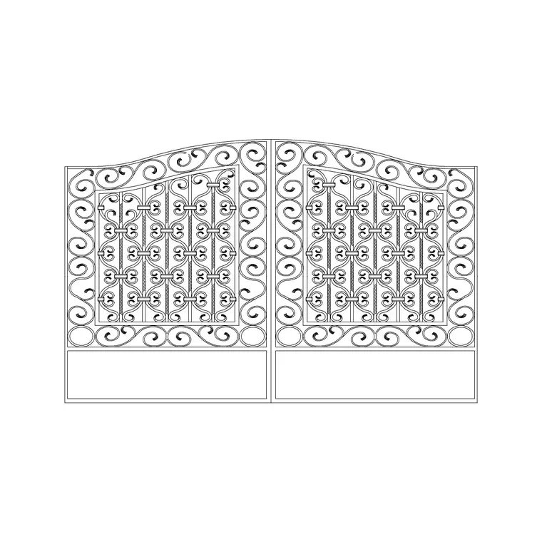 Iron Gate Top Curve DWG CAD block thumbnail — outdoor drawing