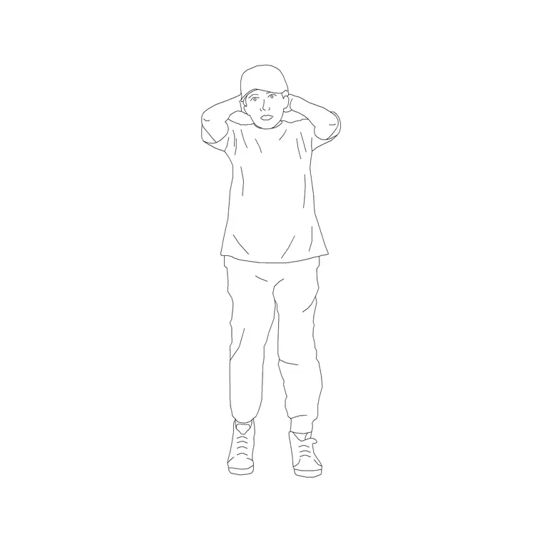 Kid 2 DWG CAD block thumbnail — people drawing