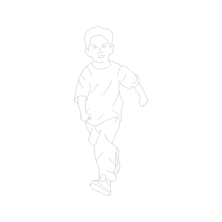 Kid 5 DWG CAD block thumbnail — people drawing